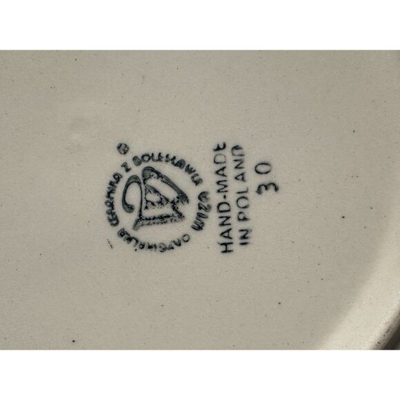 Boleslawiec Polish Art Pottery Dinner Plate 9.5” Polka Dots Staging Blue - Picture 5 of 5